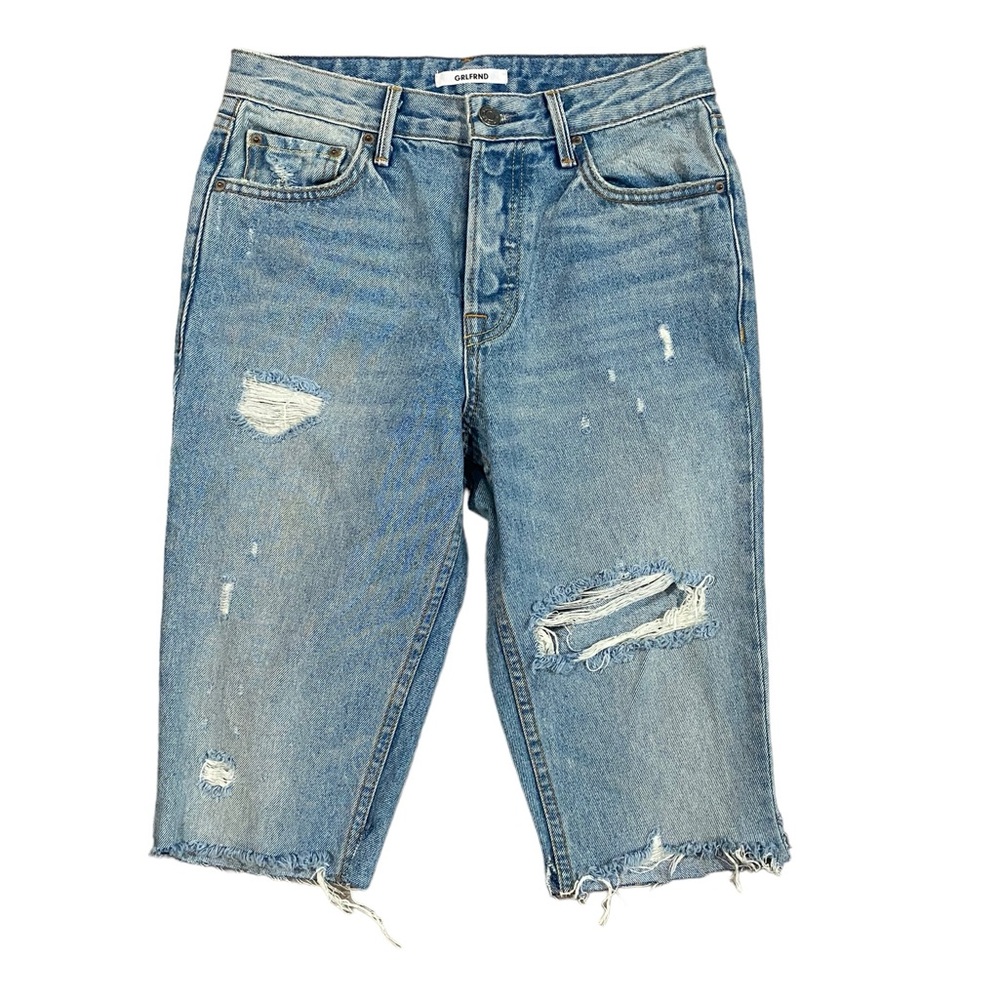 GRLFRND Jean Shorts Jorts Karolina Ripped Distressed long Shorts